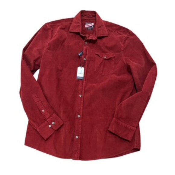 NEW Johnnie-O Kodiak Hangin’ Out Corduroy Shirt Mens Medium Malibu Red NWT - Picture 4 of 12